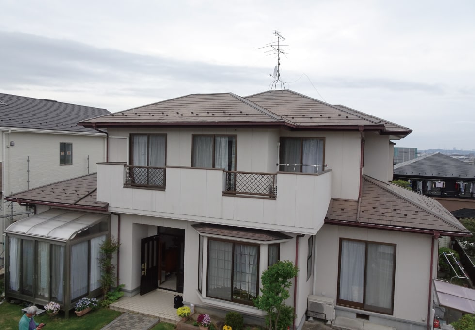 宮城県仙台市T様邸、塗り替え前の全体写真